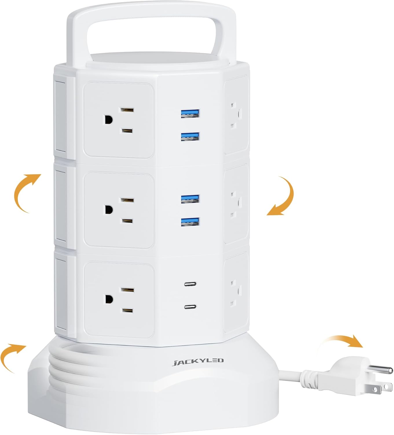 Ultimate Power Strip Tower Surge Protector - 12 Outlets & 6 USB Ports, 1625W, 6.5Ft Heavy Duty Extension Cord - Perfect for Home, Office & Dorm!