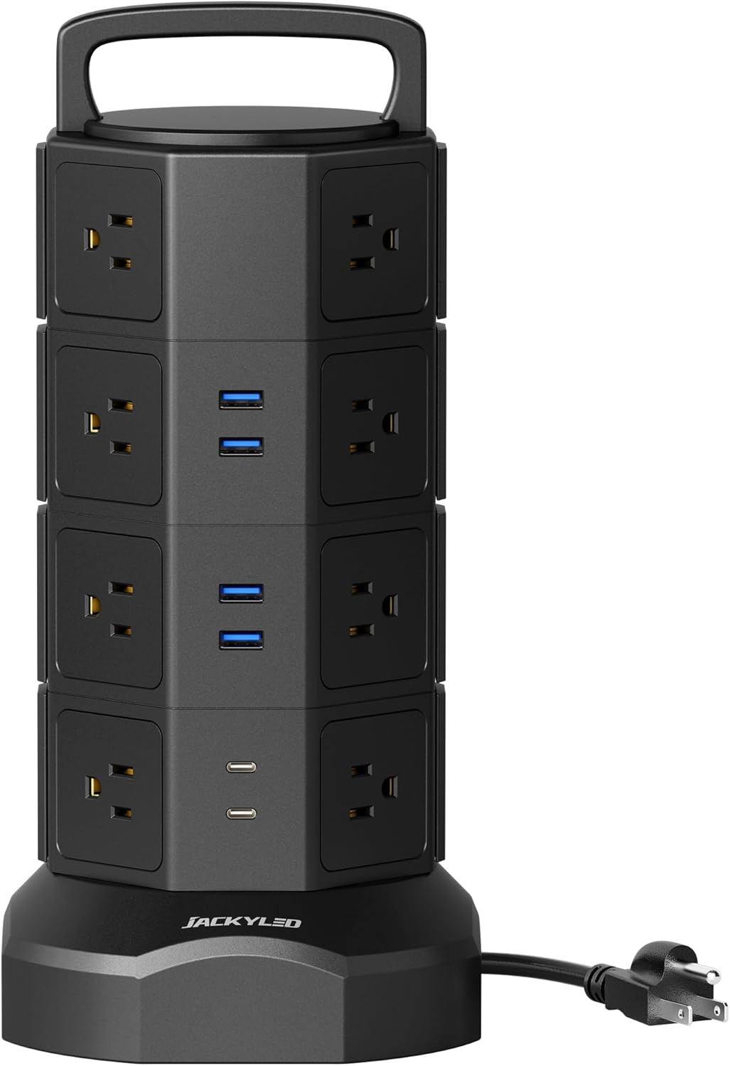 Ultimate Power Strip Tower Surge Protector - 12 Outlets & 6 USB Ports, 1625W, 6.5Ft Heavy Duty Extension Cord - Perfect for Home, Office & Dorm!