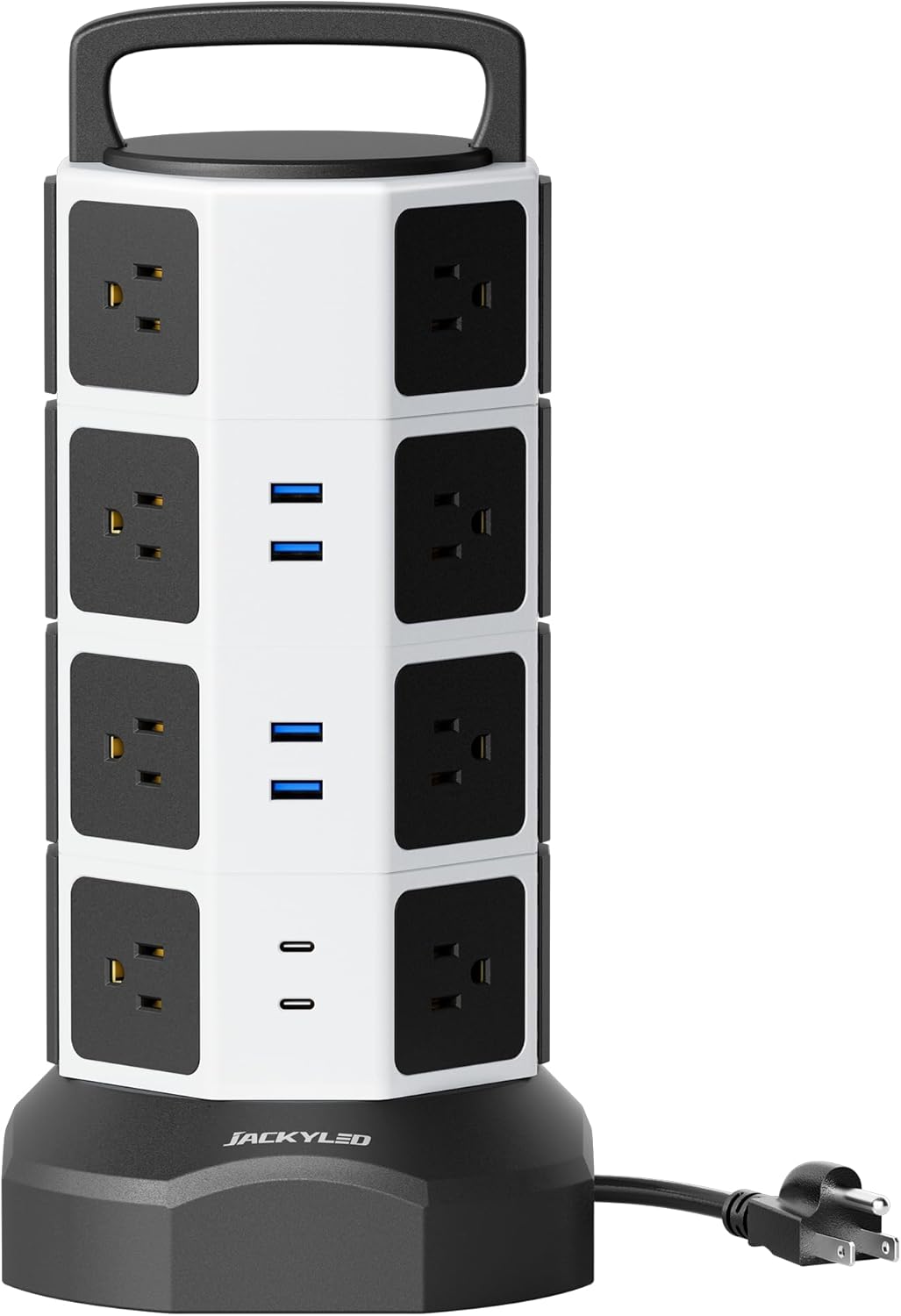 Ultimate Power Strip Tower Surge Protector - 12 Outlets & 6 USB Ports, 1625W, 6.5Ft Heavy Duty Extension Cord - Perfect for Home, Office & Dorm!