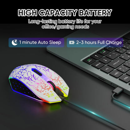 Bluetooth Mouse Gaming Mouse, 2.4G Cordless RGB Rechargeable