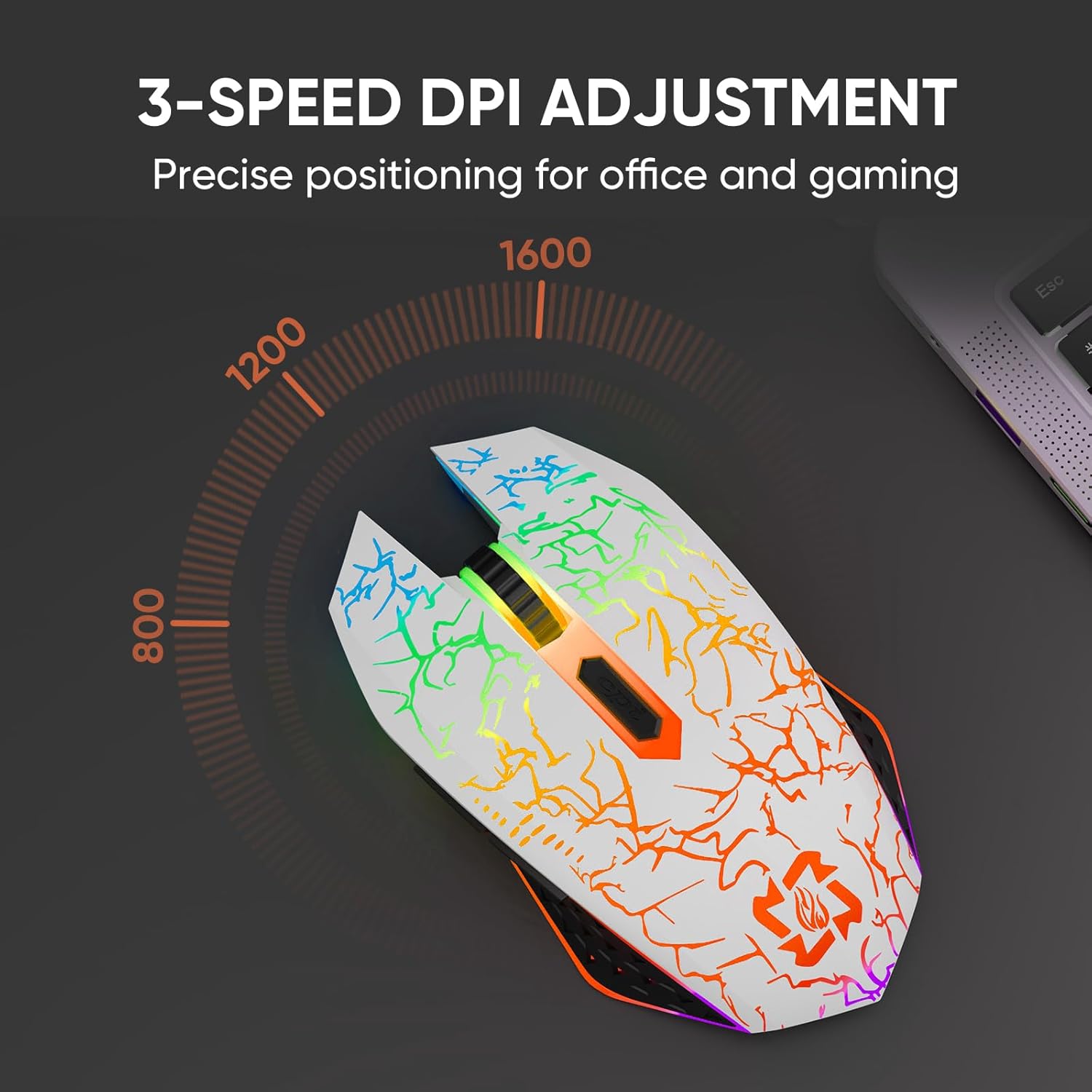 Bluetooth Mouse Gaming Mouse, 2.4G Cordless RGB Rechargeable