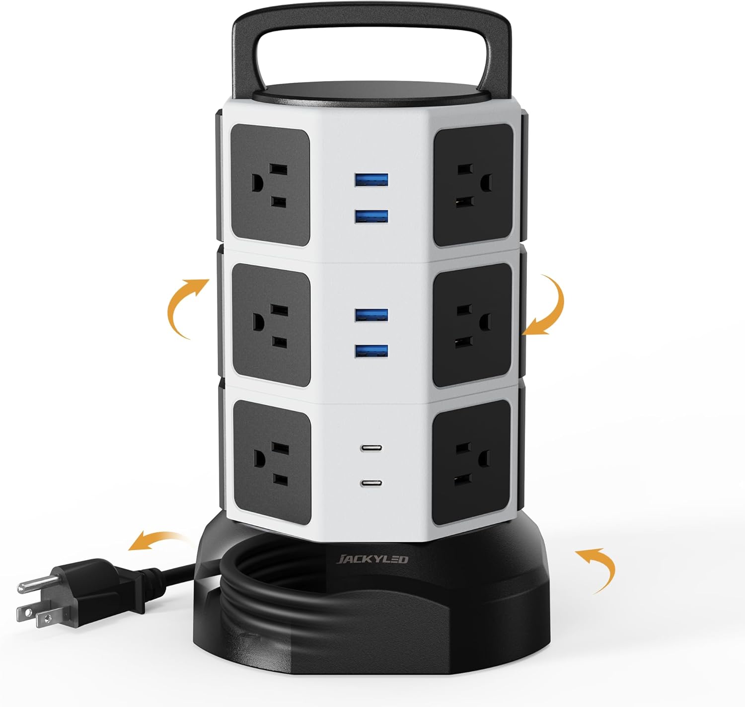 Ultimate Power Strip Tower Surge Protector - 12 Outlets & 6 USB Ports, 1625W, 6.5Ft Heavy Duty Extension Cord - Perfect for Home, Office & Dorm!