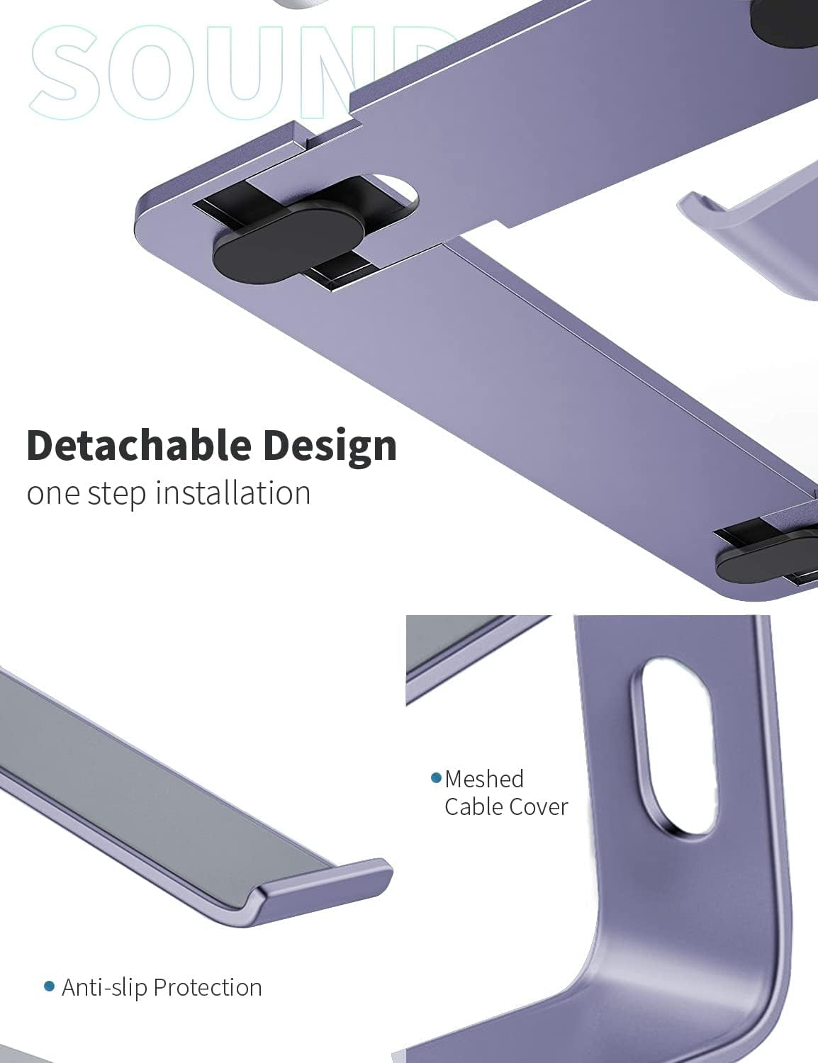 Ergonomic Aluminum Laptop Stand - Stylish Purple Riser for 10-15.6" Notebooks - Elevate Your Workspace!